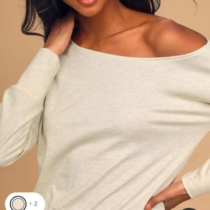 Lulus get ready for weekend heather gray, one shoulder top